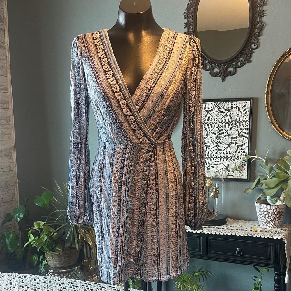 Blue Rain Multicolor Long Sleeve Dress